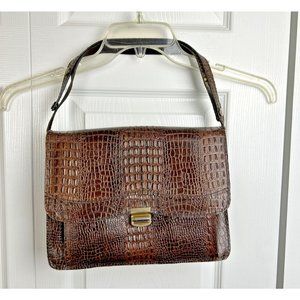 Handmade VTG Leather Crock/Alligator Rare Convertible Strap Hand/Shoulder Purse